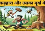 the woodcutter and his foolish son story hindi लकड़हारा और उसका मूर्ख बेटा शिक्षाप्रद कहानी | The Woodcutter And His Foolish Son Story In Hindi 